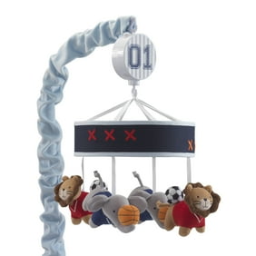 Lambs Ivy Evan Musical Baby Crib Mobile Blue Gray