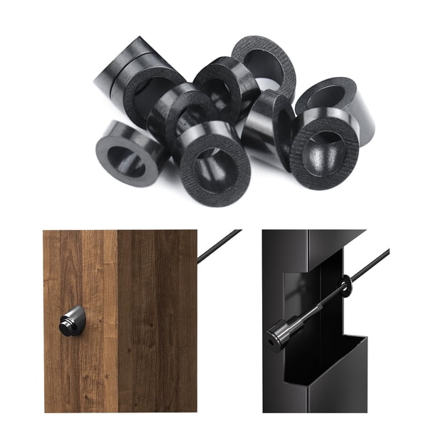 Muzata Paquete de 20 arandelas biseladas de ángulo negro 25 30 35 grados Kit de barandilla de Cable de escalera de acero inoxidable postes de aluminio y Metal de madera CR60