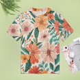 thumbnail image 4 of Floral Colorful Flower Womens Tops Women's Fashion Casual Short Sleeve Flower Print Round Neck Pullover Top Blouse, 4 of 6