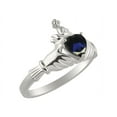 thumbnail image 3 of RYLOS Rings Sterling Silver Claddah Love, Loyalty & Friendship Ring Heart 6MM Gemstone & Diamond Claddagh Rings September Sapphire Jewelry Size 12, 3 of 7