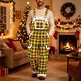 thumbnail image 2 of IWRICH Christmas Overalls for Men Xmas Santa Plush Jumpsuit with Pockets Adjustable Straps Straight Leg Festive Workwear Yellow XL, 2 of 6