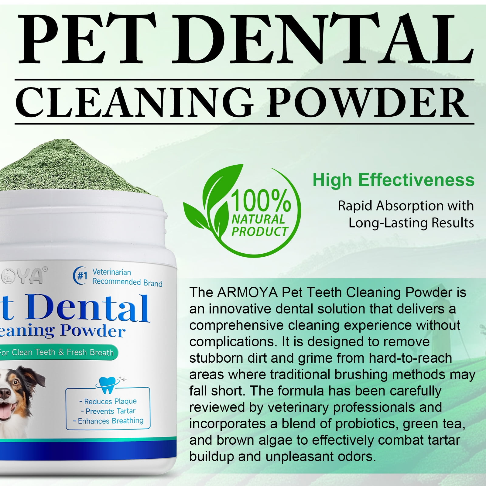 Petpya Dental Powder for Dogs Teeth - Dog Dental Powder - Pet Dental Cleaning Powder - Dog Plaque & Tartar Remover - Reduce Bad Breath - Teeth Cleaning Made Easy - Dog Grooming - Pet's Oral Care 2pc