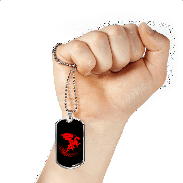 Chinese Red Dragon Necklace Stainless Steel or 18k Gold Dog