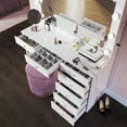 thumbnail image 5 of Boahaus Modern Lighted Vanity Desk with Bluetooth Speakers & Crystal Knobs, White, 5 of 11