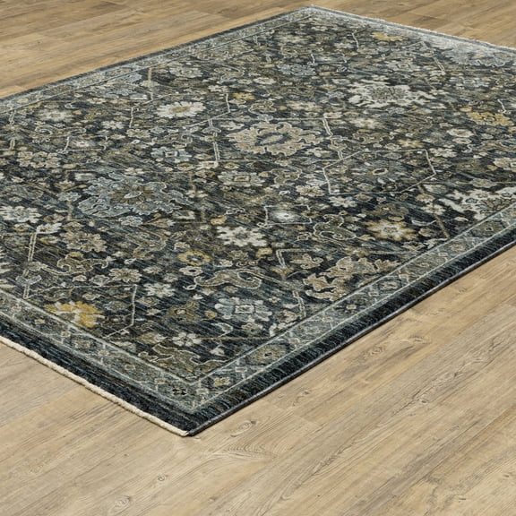 Woven Trends Aberdonian Area Rug 533K1 Traditional Blue Floral Oriental 7'10" X 10'10" Rectangle