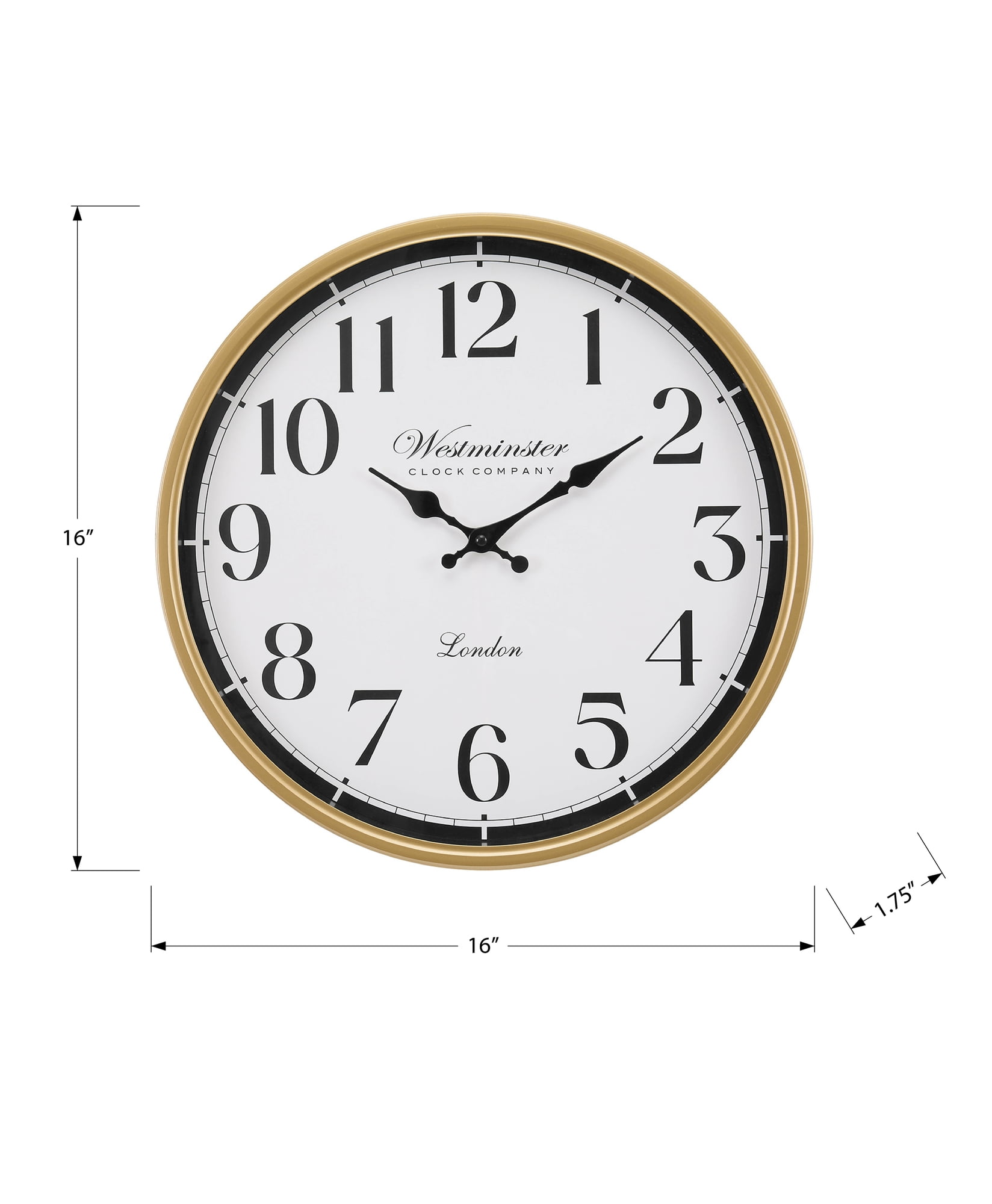 Clocks - 16" Round - Wall Clock - Gold Plastic Frame - Transitional