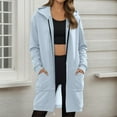 thumbnail image 2 of Long Hoodies for Women Zip Up Fleece Oversized Long Sleeve Sweatshirt Winter Warmy Hoodie Dress with Pockets Sky Blue XL, 2 of 5