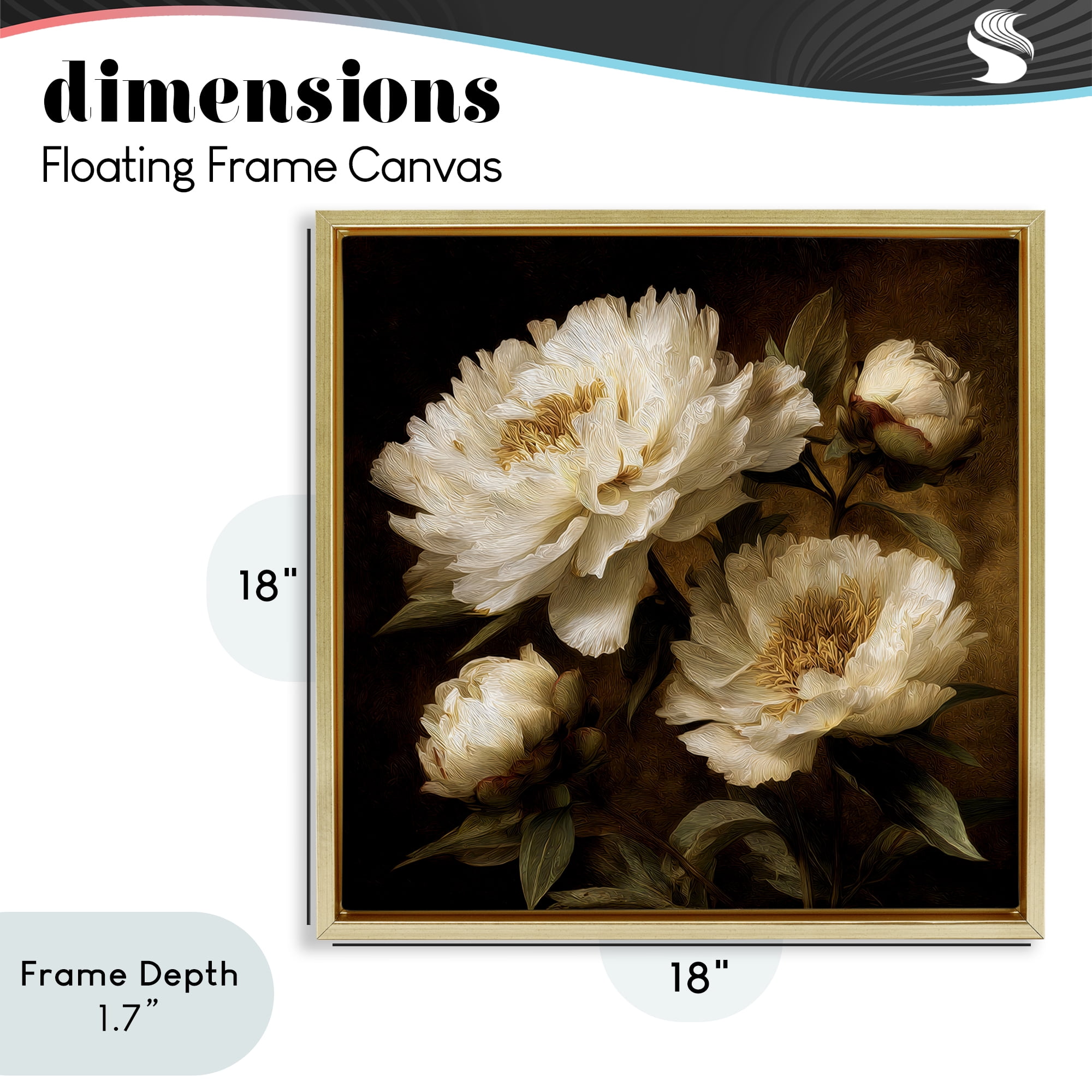 Stupell Industries Dreamy Vintage Peony Elegance Gold Framed Floater Canvas Wall Art, design by Petal Prints Design