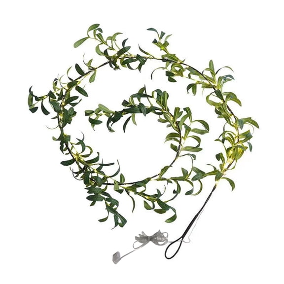 OIUR Lighted Artificial Olive Garland 6FT Fairy Light Faux Greenery Olive Vine Pre-lit Olive Garland for Spring Christmas Holiday Fireplace Decor