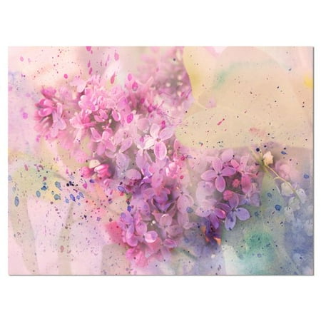 - Design Art Twig of Lilac Flowers Large Floral Graphic Art on Wrapped Canvas