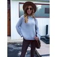thumbnail image 2 of Womens Turtle-Neck Oversized Sweaters Casual Long Sleeve Pullover Loose Chunky Knit Jumper Light Blue M, 2 of 7