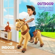 PonyCycle Kid-Powered Ride-On Horse Toy, No Battery, Hand Brake, Ages 4–7, Light Brown, E436
