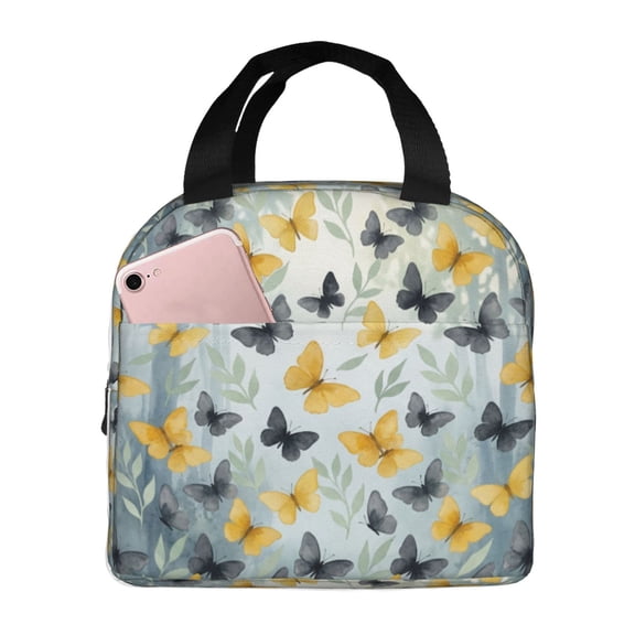 Butterfly Lunch Bag Reusable Insulated Lunch Bag For Women Men Waterproof Tote Lunch Box Thermal Cooler Lunch Tote Bag For Work Office Travel Picnic