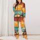 thumbnail image 2 of Fotbe Vintage Beach Sunset Conjunto de Pijama de Manga Larga para Mujer con Estampado, Ropa de Dormir de 2 Piezas, Conjunto de Casa Suave y Cómodo con Bolsillos-X-Large, 2 of 7