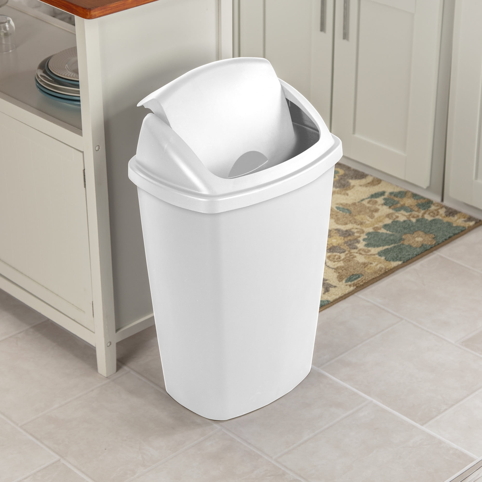 Sterilite 13.2 Gal. SwingTop Wastebasket White