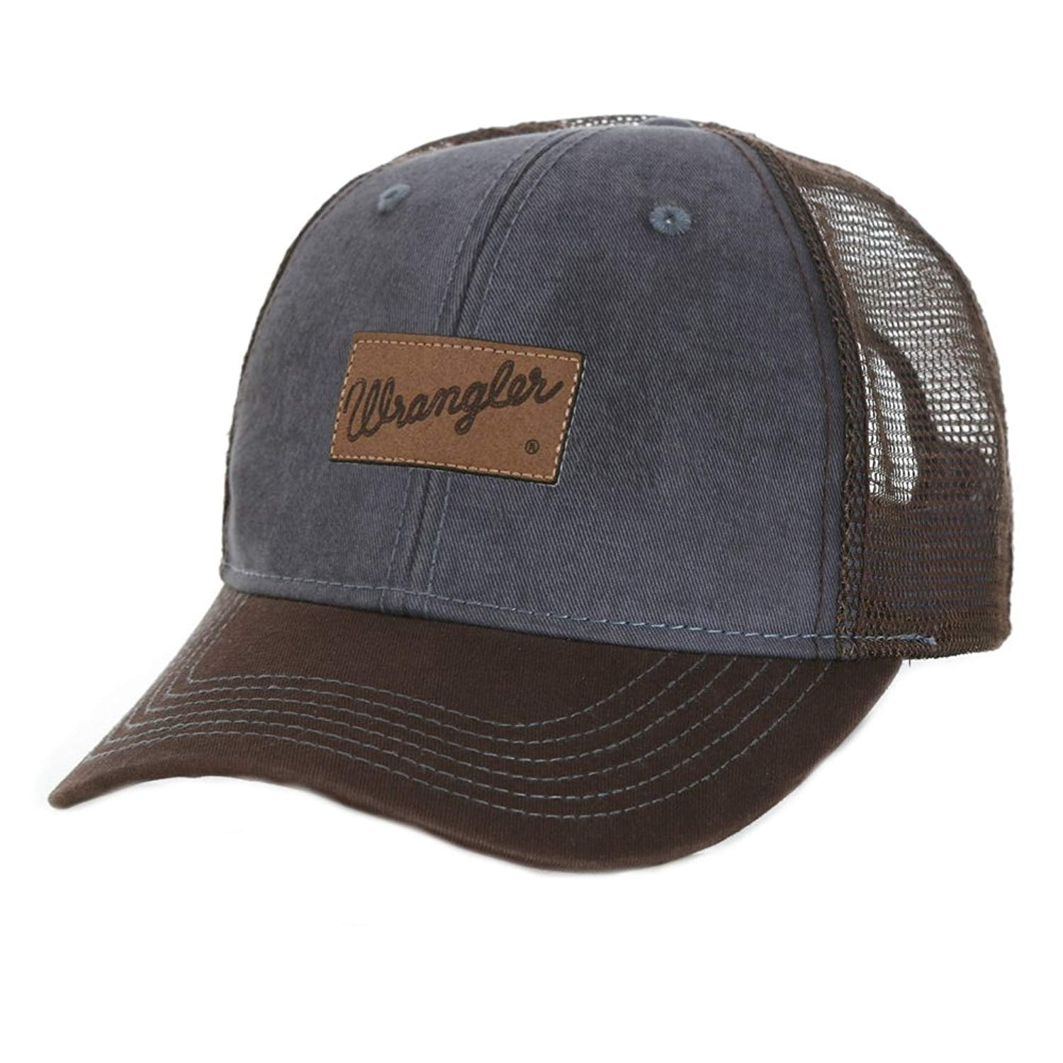 Wrangler Logo Ball Cap Denim Blue and Brown