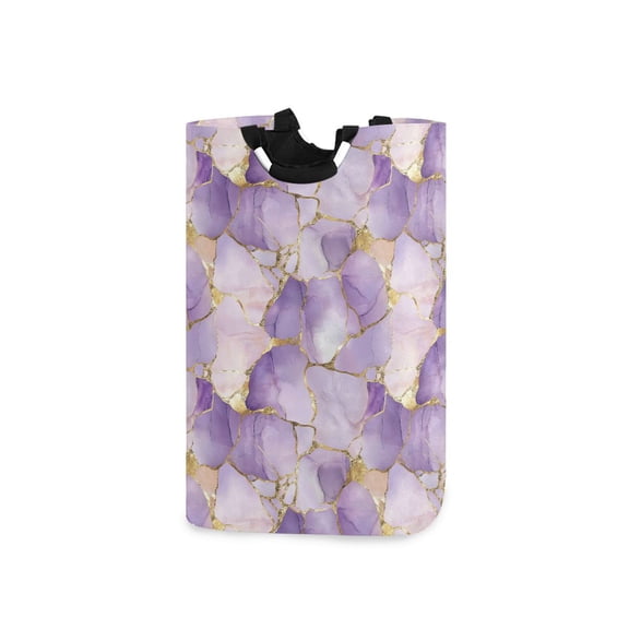 Yayeee Freestanding Laundry Hamper with Handle Collapsible Large Storage Basket for Clothes, Pastel Purple Marble Pattern