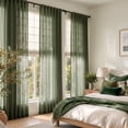 thumbnail image 3 of TOPICK Farmhouse Sage Green Curtains Linen Blend Semi Sheer Curatins 96 inch Light Filtering Drapes for Living Room Bedroom Dining Room Set of 2, 3 of 9
