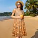 thumbnail image 4 of Easygdp Sparkling Orange and Black para Vestido Transpirable de Mujer, Vestido Suelto de Manga Corta con Pliegues y Bolsillos para el Verano, 4 of 6