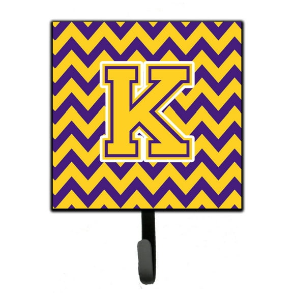 Carolines Treasures CJ1041-KSH4 Letter K Chevron Purple and Gold Leash or Key Holder Single Hook multicolor