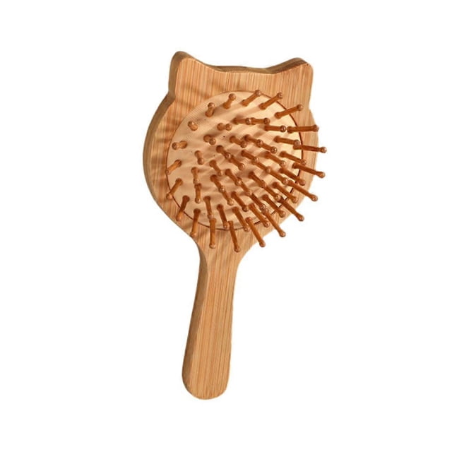 Cepillo de bambú ecológico, cepillo plano natural para masaje del cuero cabelludo y para controlar el encrespamiento.