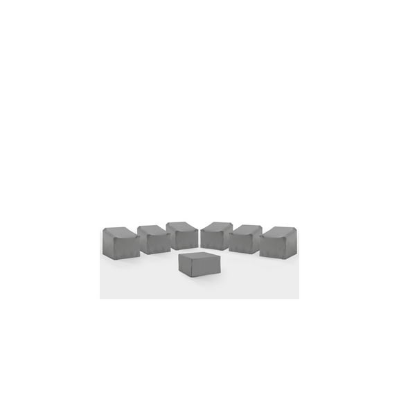 Patio Furniture Cover Set 7Pc - Outdoor Sectional Covers, Grey, Stretch Fit, Weatherproof, Durable Polyester
