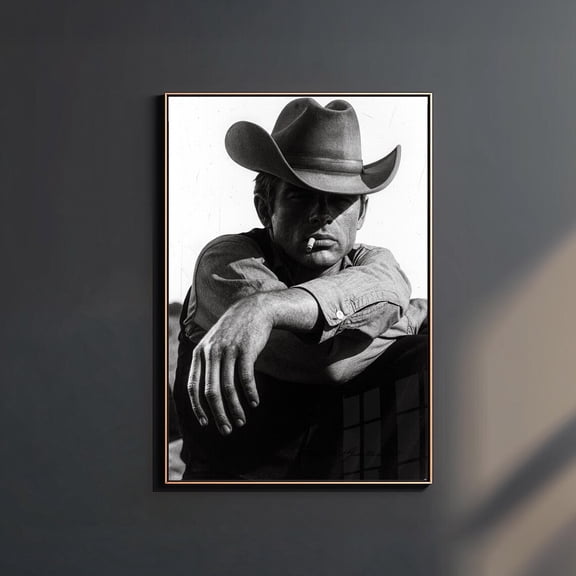 Black And White Cowboy Portrait Poster, Vintage Western Wall Art Print, Rustic Ranch Decor, Classic Masculine Cowboy Room Artwork Home Decor UNFRAMED Poster, Wall Art for Decor, Present, 8x12