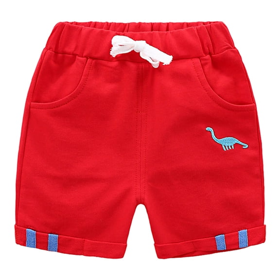 Zaldita Toddler Boys Cotton Pull On Shorts Solid Color Athletic Chino Short Pants with Pockets Red 18-24 Months
