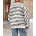 thumbnail image 4 of Sudadera de Cuello Redondo A Rayas de Gran Tamaño para Mujer, Jersey de Larga con Bloques de Color, Camiseta Informal Holgada para Hacer Ejercicio, Color , Talla L, 4 of 6