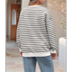 thumbnail image 4 of Sudadera de Cuello Redondo A Rayas de Gran Tamaño para Mujer, Jersey de Larga con Bloques de Color, Camiseta Informal Holgada para Hacer Ejercicio, Color , Talla L, 4 of 6