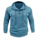 thumbnail image 2 of pstuiky camisa de manga larga para hombre, Camiseta informal de manga larga con capucha y botones para hombre, con bolsillos dobles, color liso top de hombre l, 2 of 6