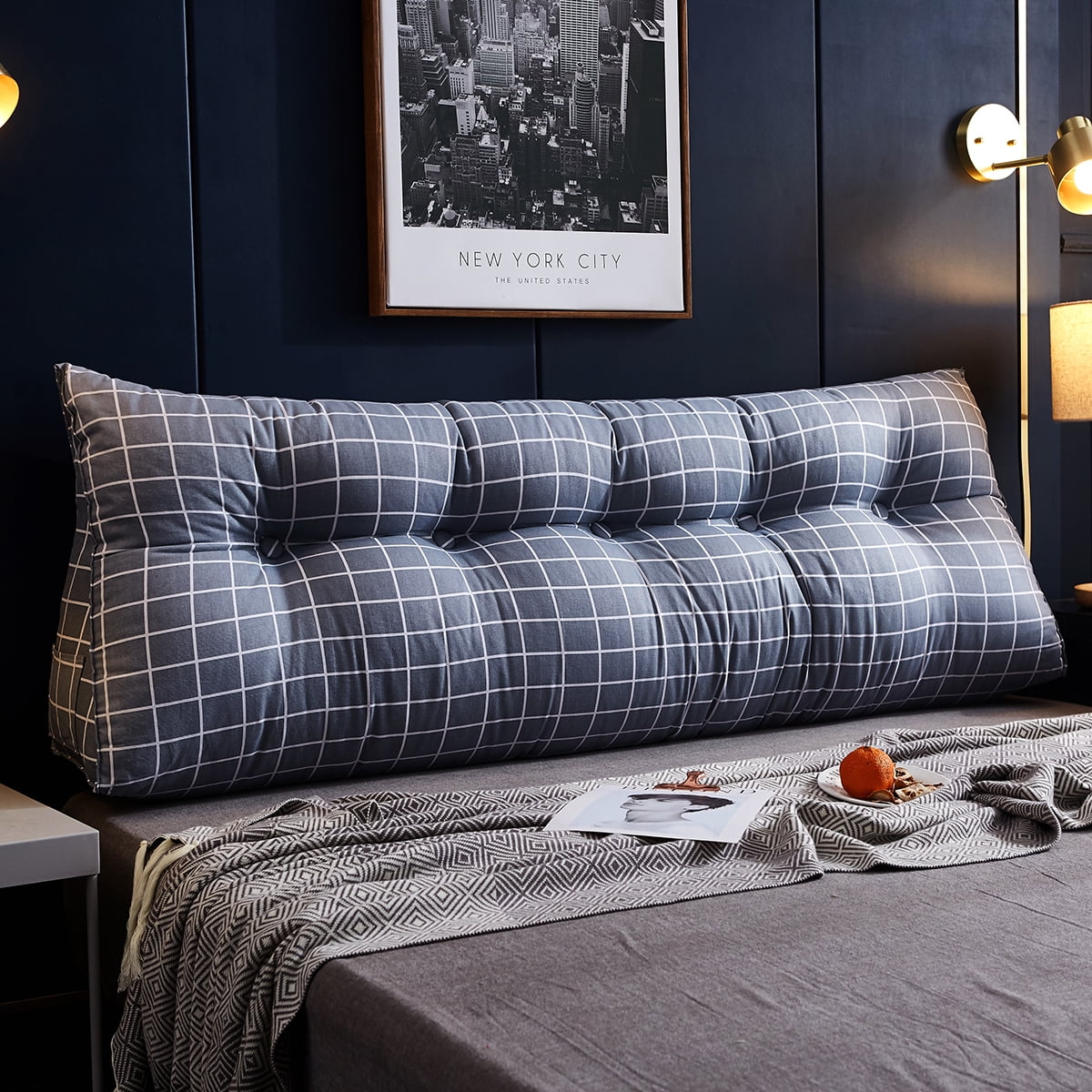 Multisize Grey Triangular Wedge Bedside Pillow,Reading & Relaxing