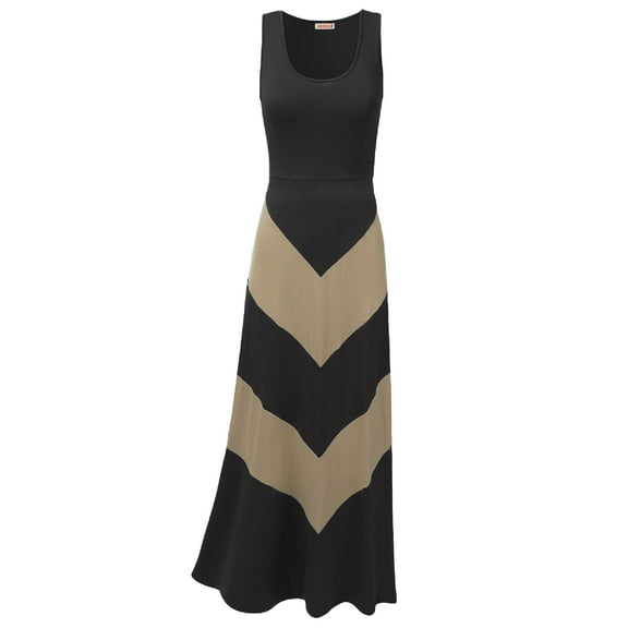 FashionOutfit Women's Color Block Striped Good Stretch Long Dresses
