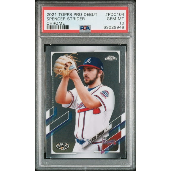 Graded 2021 Topps Pro Debut Spencer Strider #PDC104 Chrome Rookie RC Baseball Card PSA 10 Gem Mint