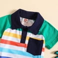 thumbnail image 5 of Gerichy Boys Graphic Tees Kids Toddler Shirt Striped Prints Short Sleeve Button Shacket Boys Girls Shirt Tops Outwear, 5 of 6