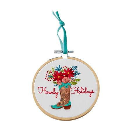 The Pioneer Woman Floral Boot Embroidery Ornament Kit