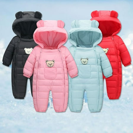 

PEZHADA Boys Girls Fall Winter Romper Jumpsuit Toddler Kids Cute Cartoon Little Ears Cotton Romper Sleeping Bag Pink
