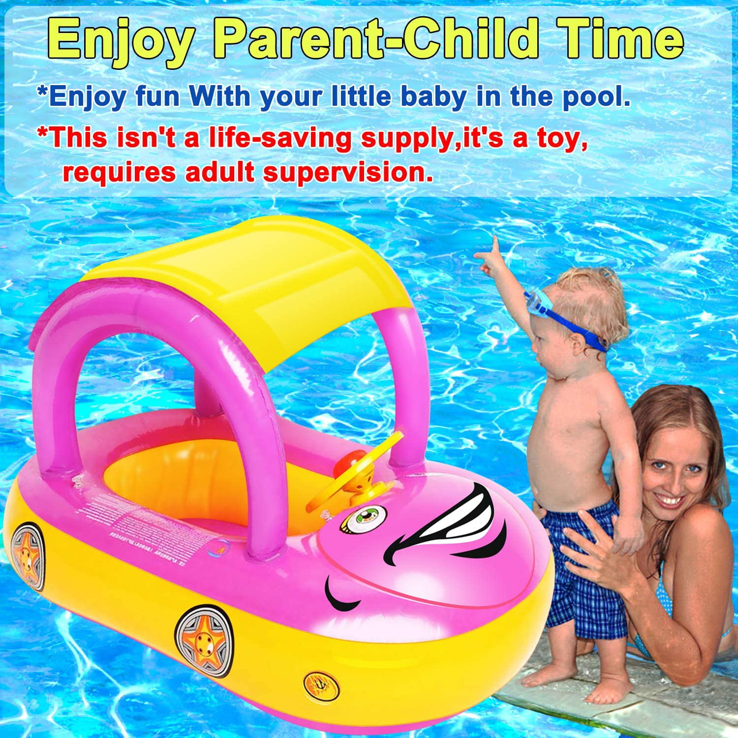Car Shaped Inflatable Pool Float Boat Pool Swimming Floats for Toddler Infant 