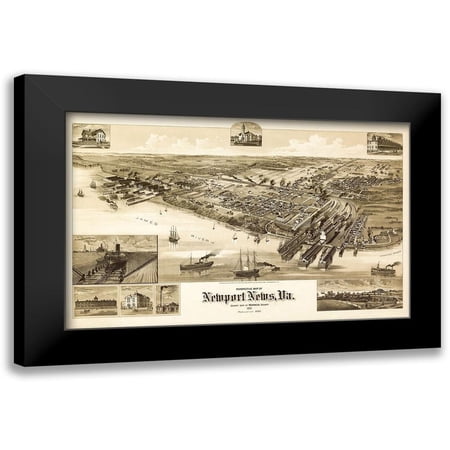 Unknown 14x10 Black Modern Framed Museum Art Print Titled - Newport News Virginia - 1891