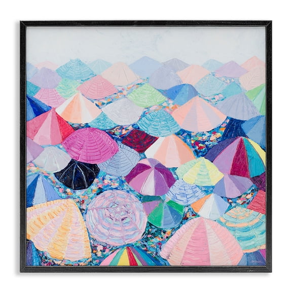 Stupell Industries Tropical Pastel Umbrella Nation Black Framed Giclee Art, 12 x 12, by Ann Marie Coolick