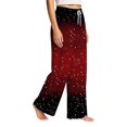 thumbnail image 6 of Christmas Sleep Pants for Women Snowflakes Drawstring Wide Leg Sleep Pants Elastic High Waist Casual Holiday Festive Xmas Pajama Pants, XL, 6 of 7