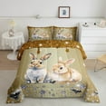 thumbnail image 2 of Rabbit Comforter Set Brown Sequin Fluid Art King Bedding Set,Crystal Diamond Down Comforter Cute Animals Quilt Set,Lovely Pet Kawaii Room Decor, 2 of 7