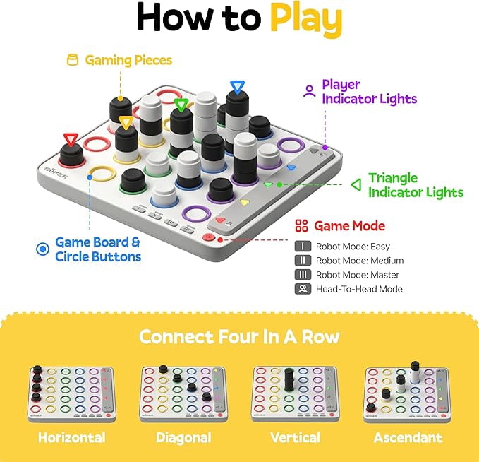 GiiKER Smart Four,4 in a Row Game for 1-2 Players,Gift for Kids and Adults,Ages 6+