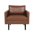 thumbnail image 1 of Chandler Mi-Siècle Moderne Fauteuil Club en Simili Cuir, Cognac Brun et Brun Foncé, 1 of 8