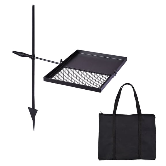 Folding Swivel Campfire Grill,Fire Pit Grill Grate over Fire Pits,Adjustable Open Fire Outdoor Cooking Equipment,Portable Camp Fire Racks for Camping Outdoor BBQ