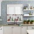 thumbnail image 4 of Christmas Kitchen Curtains Tiers, Snowman Tree Pine Cone Poinsettia Snowflake Gray Rod Pocket Valance Short Window Treatment Decor Curtains, 27.5" x 36", 2 Panels, 4 of 5