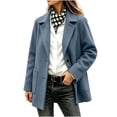 thumbnail image 2 of HCBY Women's Wool Blend Peacoat Notch Lapel Single Breasted Mid-Length Long Sleeve Button Front Coat with Pockets Classic Business Winter Outerwear, 2 of 8