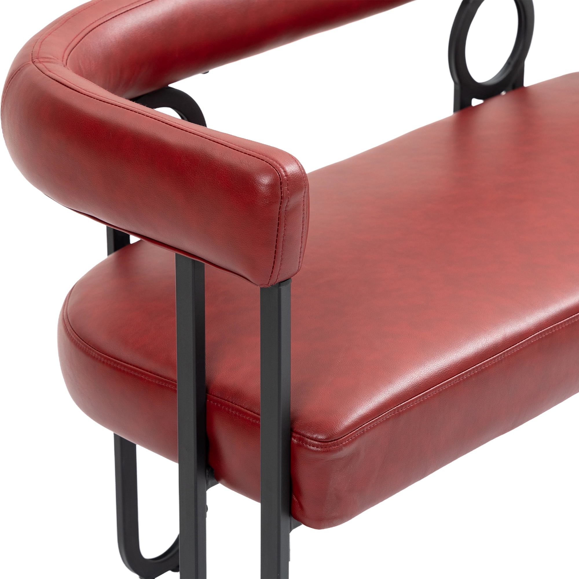 MAYEERTY House Hold Modern Loveseat 2 Seater Sofa Chenille Fabric Couch with Arms and Metal Legs for Living Room, Home Office, Studio (Wine Red PU)