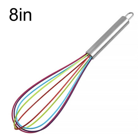 

Colorful Silicone Manual Whisk Stainless Steel Egg Beater Milk Frother Cream Stirrer Kitchen Utensil 8inches