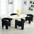 thumbnail image 6 of Sherpa Boucle Accent Chairs, Mid Century Modern Dining Room Chairs 6 PCS, Comfy Upholstered Side Armchairs Cute Barrel Side Chairs with 3 Legs for Bedroom/Kitchen/Living /Balcony/Reception, Black, 6 of 8